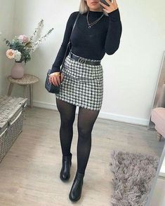 Rok Mini, Plaid Skirt, Business Casual Outfits, Business Outfits, Winter Fashion Outfits, Looks Vintage, Fall Winter Outfits, Outfits Casuales