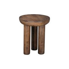 two wooden stools sitting next to each other on top of a white background,