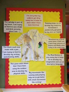 a bulletin board that has been made to look like a child's school uniform