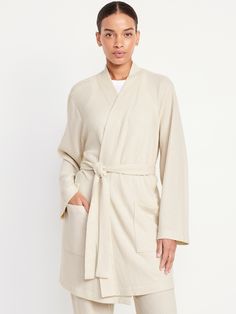 open front long sleeves tie-belt waist belt loops patch pockets relaxed fit hits at thigh models are approx.  5'9" and wear sizes s (4), l (12) and xl (18)machine wash according to the care instruction label  . Best Holiday gift for Women , perfect Robes for Christmas! Waffle Robe Women, Long Sleeve Cotton Robe With Tie Waist, Cotton Robe With Tie Waist, Long Sleeve Relaxed Fit Robe For Fall, Spring Daywear Long Sleeve Robe, Fall Robe With Pockets And Long Sleeves, Casual Fall Daywear Robe, Long Sleeve Robe With Pockets For Loungewear, Long Sleeve Robe With Tie Waist For Lounging