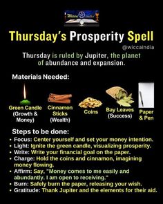 Financial Prosperity Spell, Abundance And Prosperity Spells, Thursday Spells, Written Spells, Prosperity Magick, Candle Magic Colors, Colors And Meanings