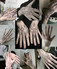 many different pictures of hands with tattoos on them