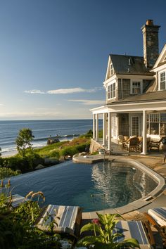 Elegant Seaside Retreat Newport Restaurants, House Quiz, New England Aesthetic, Lake Homes, Coastal House, Beach Events, Roman Architecture, Best Spa, Newport Ri