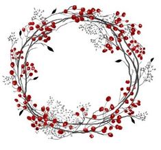 a wreath with red berries and leaves on it