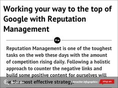 a sign that says working your way to the top of google with repation management