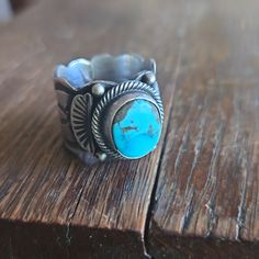 Handmade Navajo Ring Great Turqoise 9.5 Signed Sterling Great Ring Slightly To Small For Me Sold As Is Open To Offers Thanks For Looking Bohemian Untreated Blue Turquoise Ring, Bohemian Blue Rings With Concho Detail, Bohemian Blue Rings With Concho, Blue Bohemian Concho Ring, Bohemian Blue Concho Rings, Western Style Blue Turquoise Ring With Inlay, Rustic Turquoise Concho Jewelry, Southwestern Turquoise Rings With Patina, Southwestern Blue Turquoise Ring With Patina