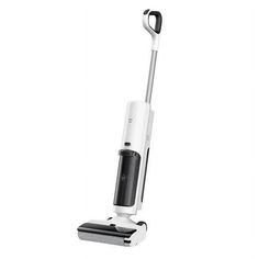 a white and black vacuum cleaner on a white background