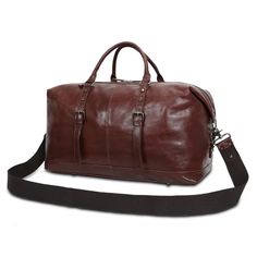 Made of high-quality genuine leather, the hand-held thickened pressure relief design reduces hand pressure and is the perfect size for a weekend travel bag. Classic Duffle Bag With Large Capacity For On-the-go, Rectangular Leather Weekender Bag For Travel, Leather-backed Travel Briefcase Tote, Classic Large Capacity Duffle Bag For Trip, Classic Bags With Large Capacity For Overnight Trips, Leather-backed Duffle Shoulder Bag For Travel, Classic Large Capacity Bags For Overnight Trips, Leather Weekender Bag With Large Capacity, Classic Large Capacity Satchel For Trip