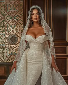 Robe Amilia Wedding Dress Off The Shoulder, Detachable Wedding Dress, Glitter Wedding Dress, Robes Glamour, Elegant Bridal Gown, Wedding Dress Sequin, Sequin Wedding, Wedding Dress Fabrics