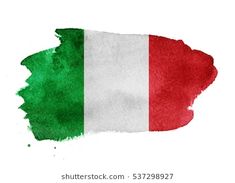 the flag of italy painted in watercolor on white paper with clipping area for text