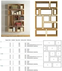 a book shelf with books on it and other items in the shelves above them, along with instructions for how to make one