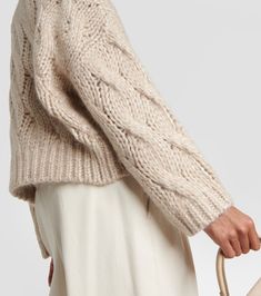 Knitwear Inspiration, Red Pullover, Woven Pattern, Cable Sweater, Embroidery Fashion, Beige Sweater, Knitted Sweater, Brunello Cucinelli, Knitting Projects