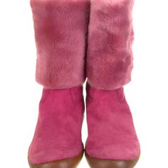 Gucci Interlocking Gg Logo Fur & Suede Boots Can Be Worn Tall Or Folded Calf Circumference: 13" Shaft: 15.75" Designer Pink Boots With Round Toe, Designer Pink Round Toe Boots, Pink Suede Boots With Round Toe, Gucci Winter Boots With Round Toe, Winter Rain, Gucci Shoes, Pink Brown, Suede Boots, Winter Boots