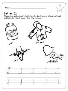 the letter j worksheet for children