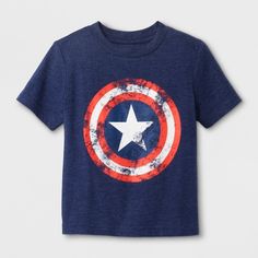 Toddler Boys' Marvel Captain America Shield Short Sleeve T-Shirt - Navy : Target Captain America Tshirt, Captain America Shirt, Toddler Graphic Tee, Marvel Merchandise, Captain America Shield, Marvel Shirt, Marvel Captain America, Toddler Hoodie, Toddler Boy Outfits