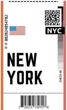 a new york city bus ticket with an american flag on it