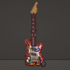 an electric guitar made out of legos is shown in this still - life photo