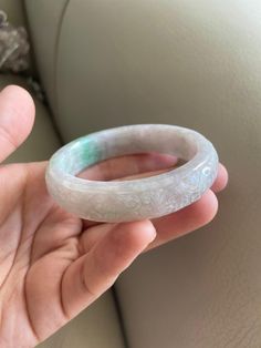 "🌈 Jade Bangle 54.0mm (2.13\"), Round Shape, Light Green 🌷 Untreated Natural Jadeite/ Grade A Jade 🌷 Certified : Yes 🌷 Jade from Burma/ Myanmar 🌷 Shape : Round 🌷 Inner diameter : 54.0mm / 2.13\" 🌷 Width & Thickness : 14.2 x 7.8 mm 🌷 Color : Light Green 🌷 Free standard shipping from Hong Kong with tracking included 🌷 Take approximately 7-21 days to arrive worldwide" Burma Myanmar, Lavender Green, Jade Bangle, Gemstones Jewelry, Burmese, Parent Gifts, 21 Days, Myanmar, Photo Jewelry