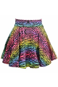 Rainbow Animal Print Stretch Lycra Skirt-Costume Skirts-Daisy Corsets-Rainbow-XS-SEXYSHOES.COM Scene Skirt, Elegant Moments, Overbust Corset, Scene Kids, Corsets And Bustiers, Sketchbook Ideas, Underbust Corset, Pattern Animal