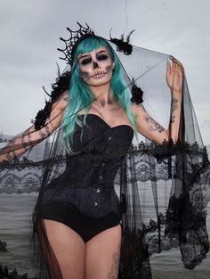 Day Of The Dead Girl, Veil Accessories, 31 Days Of Halloween, Gothic Wedding, Gothic Beauty, 31 Days, Gothic Dress