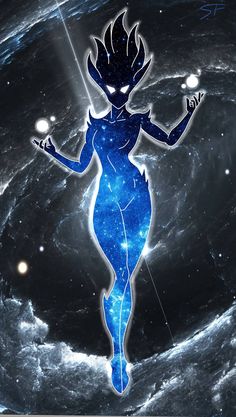 an image of a woman standing in the middle of space