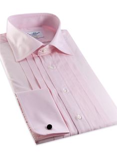 Pink Pleated Tuxedo Shirt - The Ben Silver Collection Classic Pink Fitted Dress Shirt, Pink Fitted Formal Shirt, Classic Pink Business Shirt, Elegant Fitted Pink Dress Shirt, Classic Pink Dress Shirt For Business, Elegant Pink Dress Shirt For Semi-formal Occasions, Elegant Fitted Pleated Shirt, Elegant Pink Semi-formal Dress Shirt, Elegant Pink Long Sleeve Dress Shirt