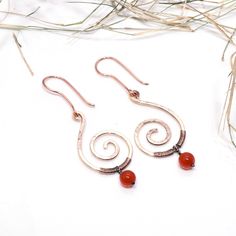 Copper Wire Earrings With Carnelian Earrings Hammered Copper Earrings Beaded Earrings Copper Wire Wrapped Earrings , Copper Wire Wrapped Jewelry, Copper Wire Jewelry, Hammered Earrings, Dangle Earrings, Handmade Earrings, Boho Style Earrings jewelry Elegant minimalistic earrings, perfect gift for mother, sister, daughter, best friend. Our jewelry, bracelets, rings and necklaces are inspired by ancient art and are totally handmade. Beautiful copper wire has been used to hand form these adorable e Copper Wire Earrings, Minimalistic Earrings, Jewelry Magic, Hammered Copper Earrings, Aztec Earrings, Carnelian Earrings, Copper Wire Jewelry, Rustic Earrings, Boho Style Earrings