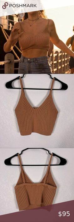 ASO OBX Sarah Cameron Rare Free People Tan Ribbed Cropped Tank Top Sarah Cameron Crochet Top, Obx Sarah Cameron, Sarah Vibes, Sarah Cameron Outfits, Obx Sarah, Outer Banks Sarah Cameron, Outer Banks Sarah, Obx Outfits, Outer Banks Outfits