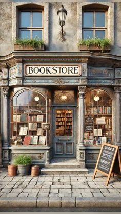 an old book store with books on display