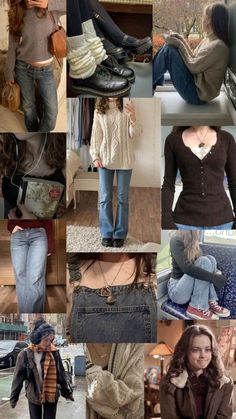 Low 60 Degrees Outfit, Outfits To Wear With Brown Converse, Autumn Aesthetic Style, Back To School Outfits Flare Jeans, Vintage Fall Fits, Winter Outfits Gilmore, Rory Gilmore Fashion Aesthetic, Fall Outfits For Rainy Days, Rory Fall Outfits