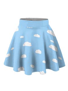 Kawaii Clouds, Harajuku Skirt, Aesthetic Skirt, Plus Size Kawaii, Black Mesh Crop Top, Pastel Outfit, Rainbow Outfit, Pleated Long Skirt, Kawaii Aesthetic