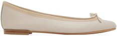 Nappa calfskin ballerina flats in beige. · Bow accent at vamp · Grosgrain trim at collar · Cotton twill lining · Stacked leather heel with rubber injection · Leather stitch-and-return sole Supplier color: Sand Beige Closed Toe Ballet Flats For Office, Beige Ballet Flats With Flat Heel, Classic Beige Slip-on Ballet Flats, Classic Cream Pointed Toe Ballet Flats, Elegant Ballet Flats With Leather Sole For Office, Elegant Office Ballet Flats With Leather Sole, Elegant Cream Flats With Round Toe, Cream Ballet Flats With Leather Sole, Beige Leather Ballet Flats For Work