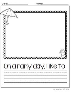 a rainy day worksheet for kids to practice writing and spelling the word's name