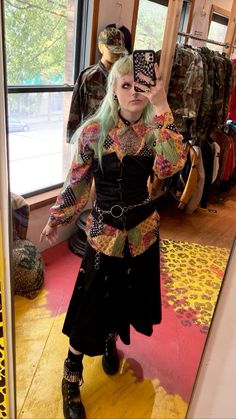 Aesthetic Core Types, Whimsigoth Wardrobe, Eco Goth, Colorful Goth, Maximalist Outfit, Eccentric Style, Crazy Outfits, Funky Outfits, Punk Rock Fashion