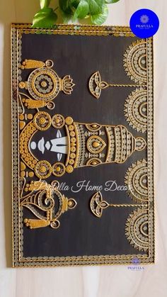 an intricately designed greeting card with gold accents