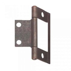 a metal door hinge with holes on the front and back side, showing two holes in