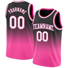 a pink and black basketball jersey with the number 00 on it, that says team name