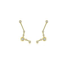 The best birthday gift for your loved one or yourself. Hand crafted with our experienced jewelers with precious material. This Pisces Zodiac Constellation Earring 18K Yellow Gold & Diamond is made with diamond and solid 18k gold (never plated). That means durability, hypoallergenic and long lasting color that will not fade. Comes with an Authenticity Certificate from our in-house gemologist and a luxe gift pack. This simple yet elegant Earring will win you all the compliments. It could be wear a Diamond Earrings Online, Constellation Earrings, Zodiac Constellation Necklace, Best Birthday Gift, Authenticity Certificate, Constellation Necklace, Zodiac Constellations, Gift Pack, Creating Jewelry