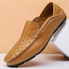 Category:Loafers  Slip-Ons; Upper Materials:Leather; Lining Materials:Leather; Gender:Men's; Toe Shape:Round Toe; Outsole Materials:Rubber; Closure Type:Loafer; Function:Comfortable,Slip Resistant; Listing Date:07/01/2024; 2024 Trends:Comfort Loafers,Penny Loafers Summer Slip-on Dress Shoes, Leather Boat Shoes With Rubber Sole For Summer, Casual Pointed Toe Dress Shoes For Spring, Flat Leather Shoes For Business In Summer, Business Moccasins With Round Toe For Spring, Round Toe Moccasins For Business In Spring, Casual Slip-on Pointed Toe Dress Shoes, Spring Business Moccasins With Round Toe, Casual Summer Dress Shoes With Leather Sole