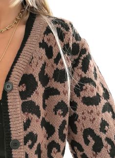 Pebby Forevee | Leopard Print Cardigan: leopard sweater, mini cardigan, cropped cardigan, leopard print sweater, animal print, animal print sweater, animal print cardigan, statement piece, statement clothing, statement sweater Statement Sweater, Leopard Print Cardigan, Leopard Sweater, Print Sweater, Print Style