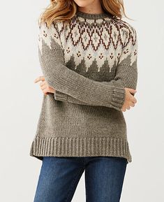 J. Jill Gray Fair Isle Wool Blend Sweater  Color: Birchwood Multi Chunky knit fair isle sweater taupe with brown and cream fair isle Ribbed neckline, sleeve cuffs and hemline. Tunic length with straight side split hem. Crew-neck Size M Bust: 40 1/2" Hemline: 46" 30” long  51% acrylic 49% wool  Super warm and cozy!  Thick knit!!! NEW with TAG! Perfect NEW condition, first quality, NEVER worn! Directly from J.Jill! Comes from a clean, smoke free home! ~ 2O10 ~ Pullover Cardigan, Cable Knit Jumper, Fair Isle Sweater, Plus Size Sweaters, Ribbed Neckline, Tunic Length, Wool Blend Sweater, Side Split, Split Hem