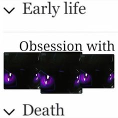 three different images of the same cat's eyes, one with purple glowing eyes