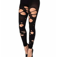 Leggings With Holes, Silver Trousers, Black Zombie, Girlfriend Clothes, Halloween Costume Black, Sparkle Tights, Ripped Tights, Zombie Halloween Costumes, Ripped Leggings