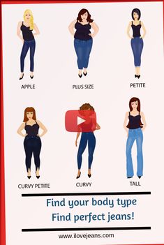 ▷ ▷ \Take the ilovejeans.com body type quiz to find perfect fitting jeans for your body shape| curvy jeans| hourglass jeans| plus size denim outfit| fulle! Petite Jeans Curvy, Hourglass Jeans, Body Type Quiz, Petite Dressing, Tall Girl Problems, Jeans Tall, Apple Body Shapes, Petite Curvy, Clothes For Women Over 50