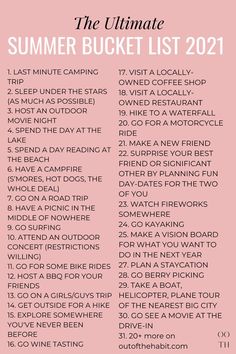 the ultimate summer bucket list for 2021 on pink background with text overlaying it