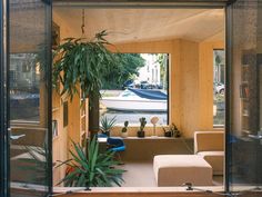 the inside of a house with lots of plants