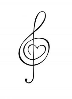 a musical note with a heart in the middle