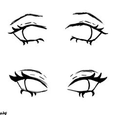 four different types of eyes drawn in black and white