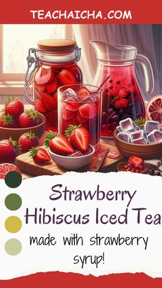 Basil Iced Tea, Summer Tea Recipes, Hibiscus Iced Tea, Strawberry Hibiscus, Good Lemonade Recipe, Summer Iced Tea