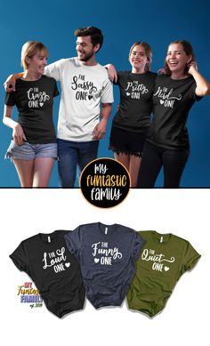 These matching girls group shirts will be great for parties, vacations, spring breaks, holidays, vacations and road trips! Get your squad dressed up with these funny matching outfits and shirt sets, and your bff duo will be the talk of town! #matchingshirts #bestfriends #besties #bestfriendshirts #groupshirts #squadshirts #bff #besties #matchingoutfit #shirtset #friends #girlsquad #girlgroup Funny Short Sleeve Shirt With Custom Print, Funny Custom Print Short Sleeve Shirt, Fun Black Tops With Custom Print, Fun Black Shirt With Custom Print, Fun Birthday Tops With Funny Text, Family Matching Tops With Funny Text, Fun Short Sleeve Slogan Shirt, Fun Slogan Short Sleeve Shirt, Funny Short Sleeve Tops With Text